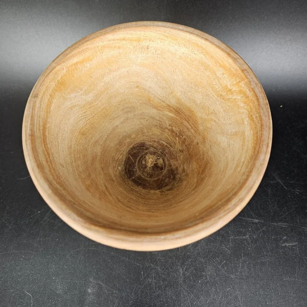 Hand Turned Wood Pedestal Vase Planter Goblet Rustic Boho Farmhouse Decor Home